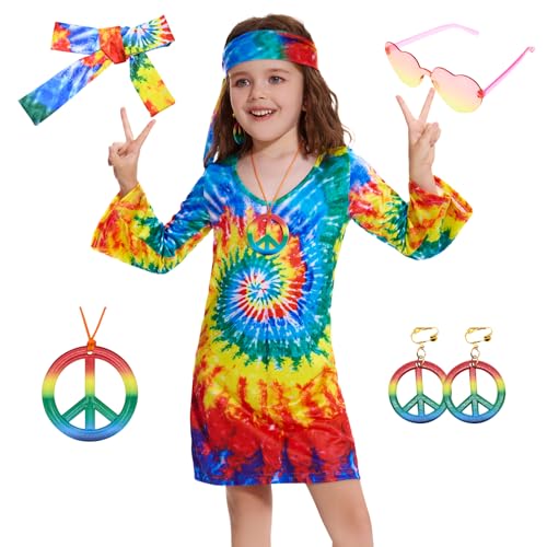 Vestido Hippie 70s para Niñas 5-14 años miniatura 1