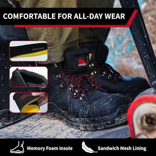 Work Boots for Men, Steel Toe Waterproof Safety Boots, Comfortable Non-Slip Puncture Resistant Durable Leather Heavy Duty Construction Industrial4