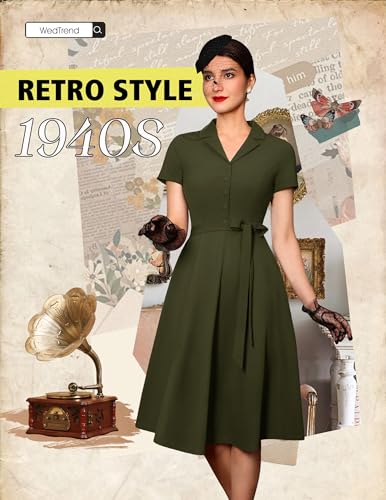 Image of Wedtrend Women's Vintage Tea Dress, Short Sleeve Cocktail Party Dress Work Church Casual Dress