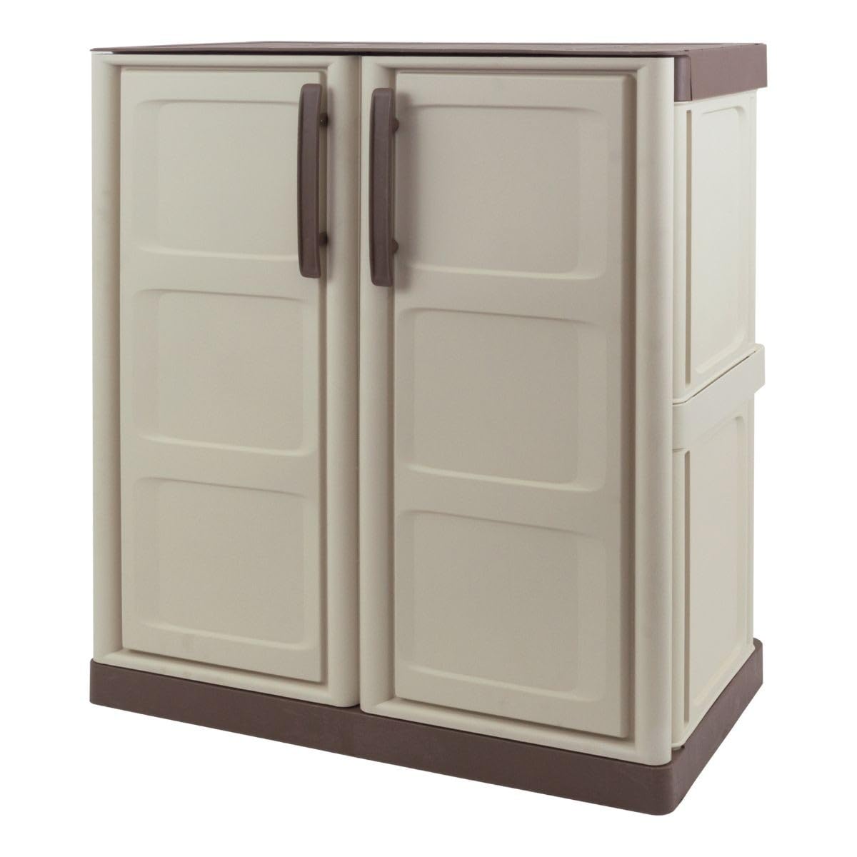 INTEC - Armoire de Rangement Garage Atelier - Armoire Basse 2 Portes et 1 étagère Polypropylène 70 x 39 x 85.5cm Charge 20 kg