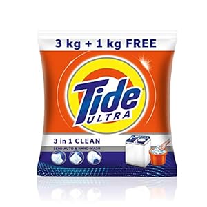 Tide Ultra 3 in 1 Clean Detergent Washing Powder, 3 kg + 1 kg Free = 4 kg