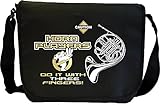 Heavy Duty Schwarz Noten & Zubehör Document Messenger Bag mit einem Fun Weiß & Gold Musicalitee Entwurf. Kann 3 bis 4 A4 Ringordner aufzunehmen. Oder eine Kombination aus einer kleineren Fest Musik-Box oder Notenständer , zB Flöte, Klarinette, Oboe