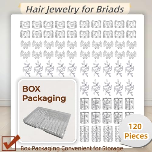 Kit de 120 piezas de joyería para cabello en plata miniatura 4