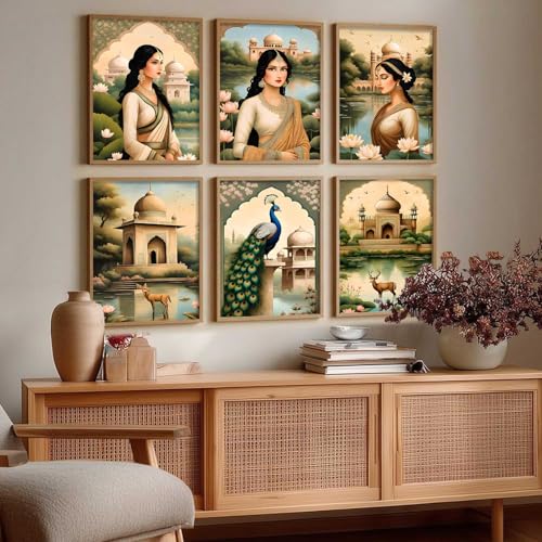 Image of kotart Premium Digital Traditional Art Paintings with Frame for Home Decor - Painting for Wall Decoration - Wall Painting for Living Room | Pack of 6 (10x13, home decor items)