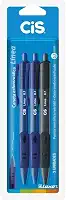Caneta Esferográfica Línea Luxor 0.7 mm Blister CIS, 2 Azul/1 Preto, pacote de 3