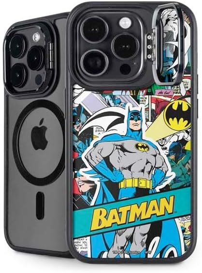 Skinit Kickstand Phone Case Compatible with iPhone 15 Pro Max - Officially Licensed DC Comics Batman and Robin Vintage Action Pose Design
