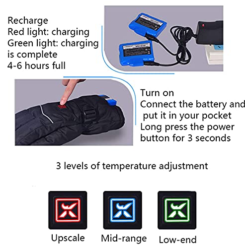 Gants chauffants électriques rechargeables avec 3 niveaux de température - 5