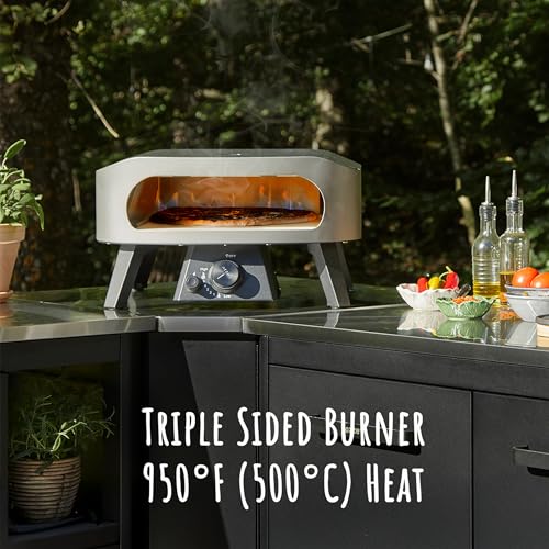 Image of Cozze 13 inch Classic Portable Outdoor Pizza Oven - Fire & Stonebaked 13 Inch Pizzas in 60 Seconds - 28mbar Propane Gas Oven, Oven Door, Cordierite Pizza Stone, Built-in Thermometer, Gas Hose & Regulator