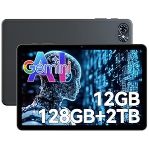 T80 Android Tablet 10 Zoll - 12GB RAM 128GB ROM (2TB TF) Tablet PC, Android 15, Gemini AI 3.0, Widevine L1, 6000mAh, 5G WiFi, Tablet für Senioren, Schüler & Kinder (4 Jahre Garantie
