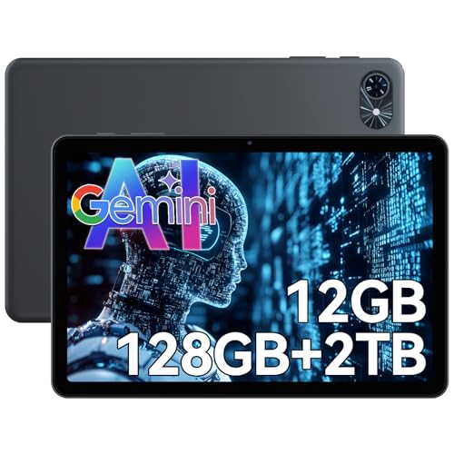 T80 Android Tablet 10 Zoll - 12GB RAM 128GB ROM (2TB TF) Tablet PC, Android 15, Gemini AI 3.0, Widevine L1, 6000mAh, 5G WiFi, Tablet für Senioren, Schüler & Kinder (4 Jahre Garantie