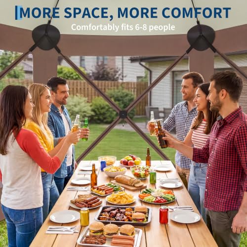 Garvee 10x10FT 6-Sided Pop Up Gazebo Screen Tent with Mesh Panels, Brown by Garvee - Used condition - Image 4