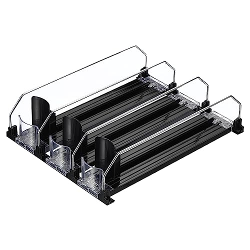 uxcell 3pcs Soda Can Organizer for Refrigerator, Self-Pushing Drink Organizer for Fridge, Width Adjustable Drink Dispenser Beverage Pusher For Pantry Vending Machine, Black by uxcell - Used condition - US$23.01