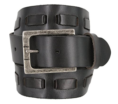 383000-04 Full Grain Leather Belt Strap with Antique Buckle2