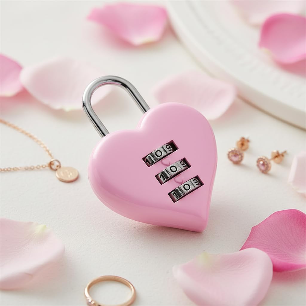 2 Pcs 3 Digit Combination Padlock Heart Combination Locks, Code Lock Mini Luggage Locks Love Locker Lock Cute Combo Locks for Backpack Luggage Lockers Jewelry Boxes, (Pink & Blue)