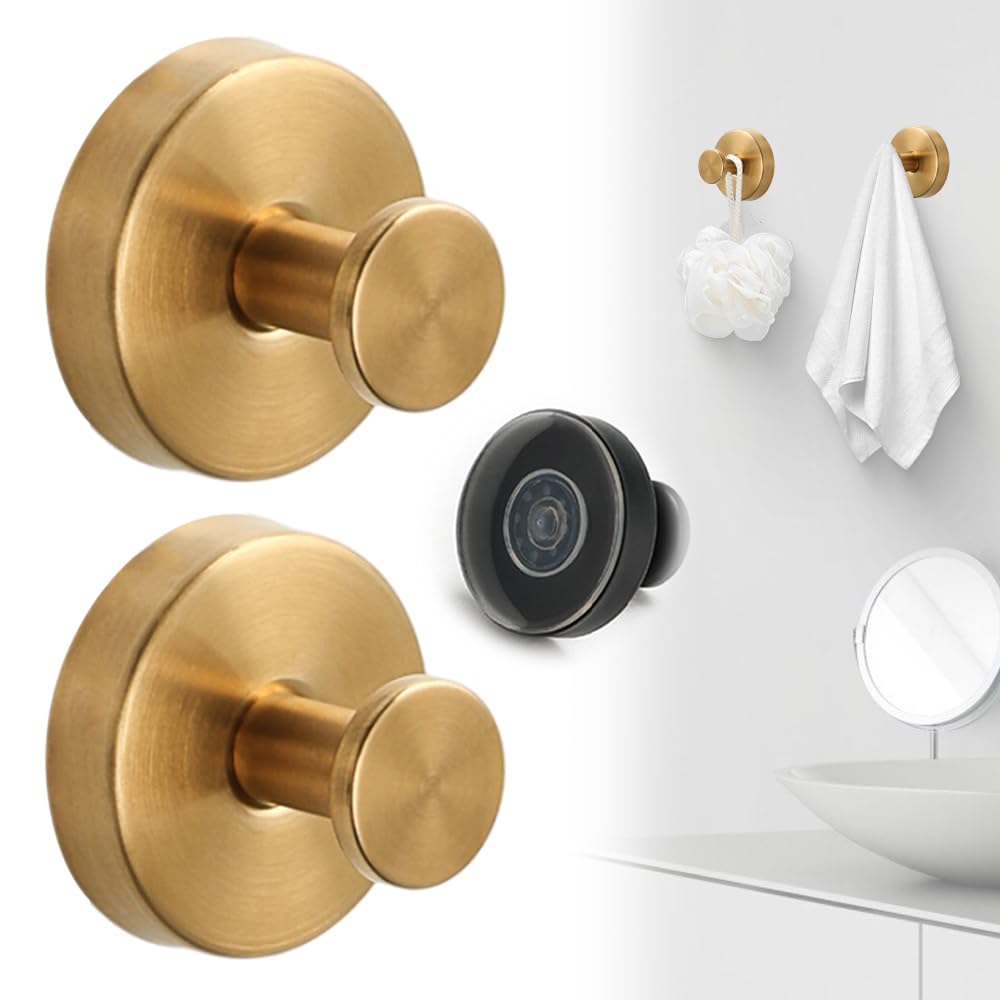 Opeximatun Gold Stainless Steel Waterproof Suction Cup Towel Hooks