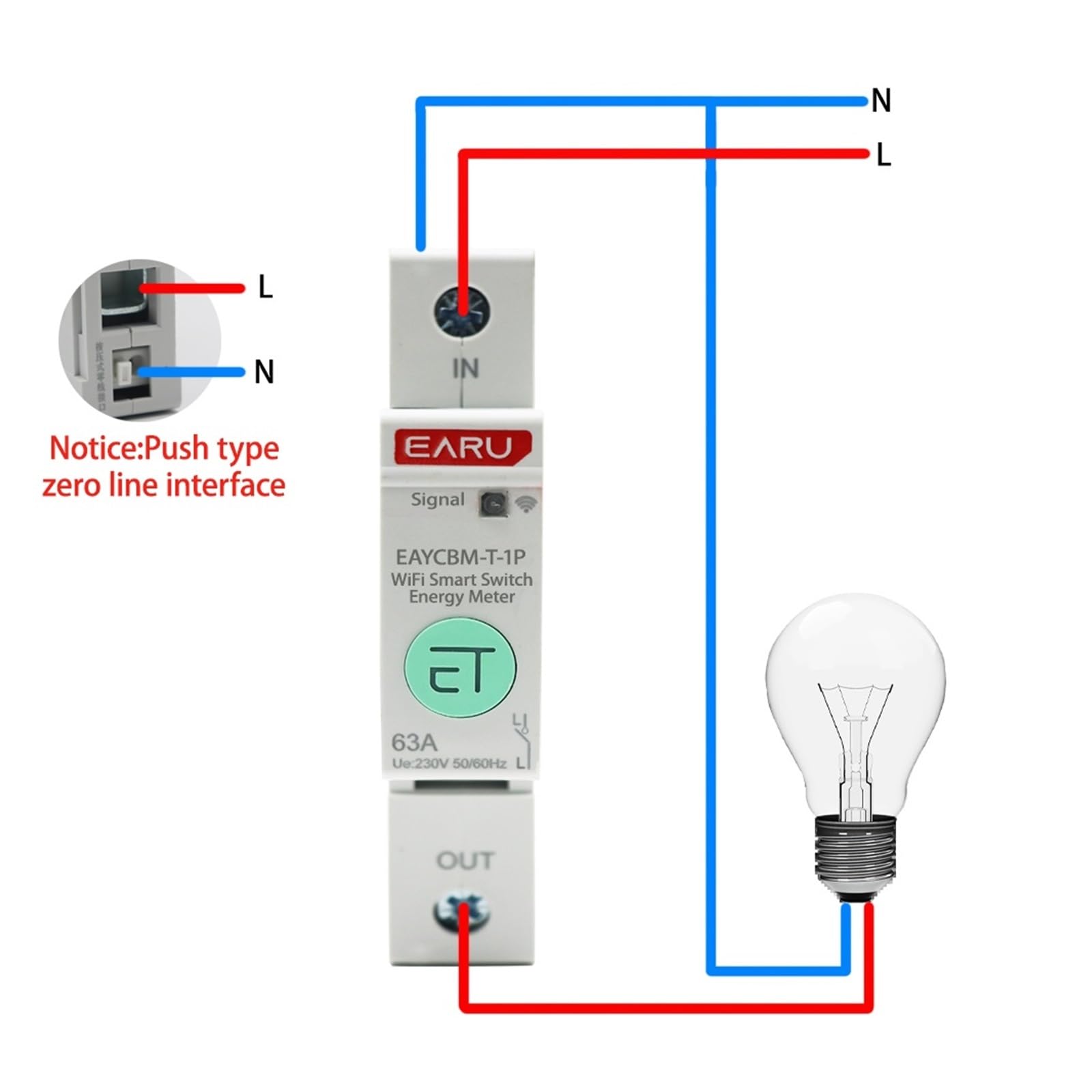 1P 2P zużycie energii wyłącznik czasowy wyłącznik czasowy Ochrona przed wyciekiem(50A, Zigbee 1P)