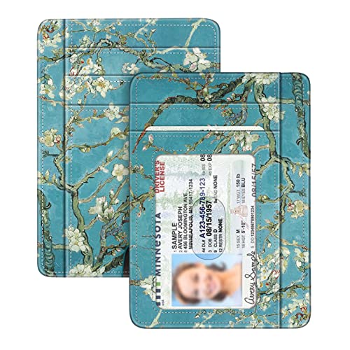 Image of FINTIE Slim Minimalist Front Pocket Wallet, RFID Blocking Credit Card Holder Card Cases with ID Window for Men Women (Blossom)