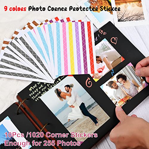 Image of Giiffu Wedding Scrapbook Album Couples Scrapbook Kit | Premium Wooden Photo Album Anniversary Scrapbook with 100 Pages Heart Memory Book for Couples Valentines Day Gift