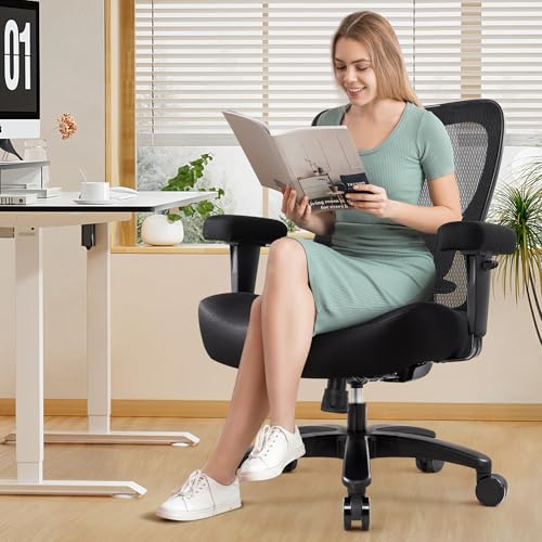 IWMH Chaise de Bureau Ergonomique 200kg, Grande Fauteuil de Bureau en Maille Haute, Chaise de Bureau avec Siège Large, Hauteur Réglable, Support Lombaire Réglable et Accoudoirs 4D – vue 5