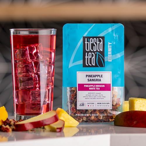 Image of Tiesta Tea Pineapple Sangria Loose Leaf Tea - Pineapple Hibiscus White Tea Blend | Premium Low-Caffeine Fruit Infusion | Hot or Iced | 2oz Resealable Pouch | Makes Up to 25 Cups