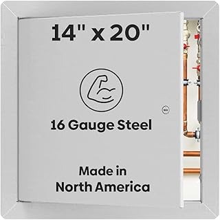 Best 14" x 20" Universal Access Panel – Flush Steel Door with Exposed Flange for Walls or Ceilings, 16-Gauge Cold Rolled Steel Frame, Screwdriver Cam Latch, White Powder-Coat Primer Finish, BA-UAP