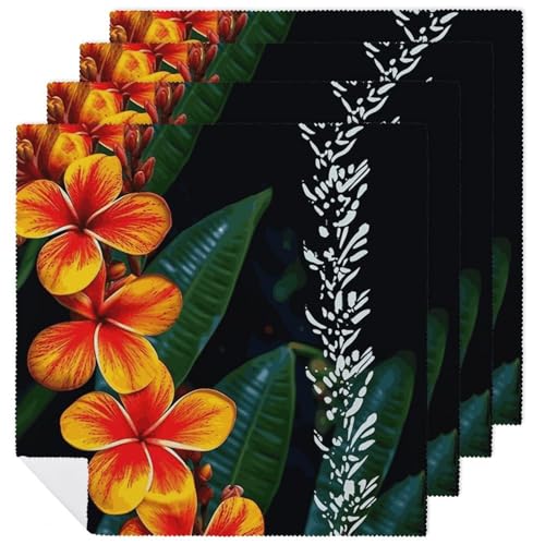 Servilletas de Tela Estampado Flores Hawaianas Paquete 4 miniatura 1