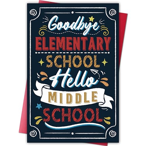 Cheeklee Funny Elementary Graduation Card Gift for 5th or 6th Grade Proud of You Card from Parents Teachers Family Friends Congratulations Cards Gift