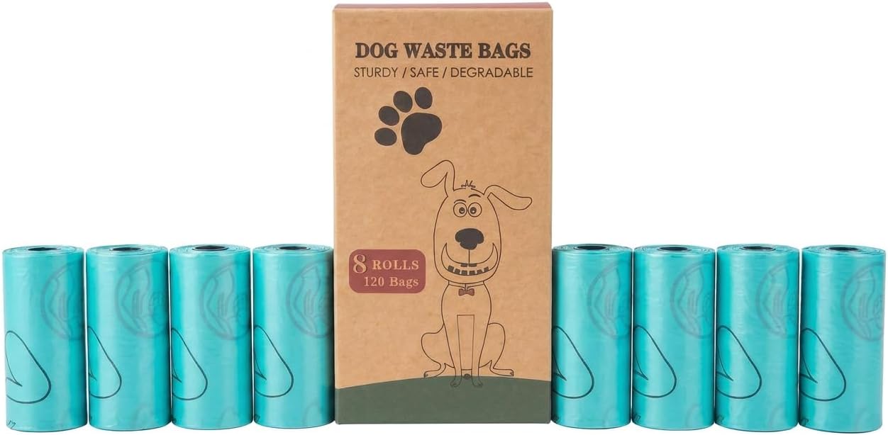 Dog Poop Bags Rolls, 120 Count, Leakproof Dog Waste Bags, Strong & Durable Doggie Poop Bags, Easy Tear-Off, Easy Tie & Carry, Daily Dog Walking Supplies