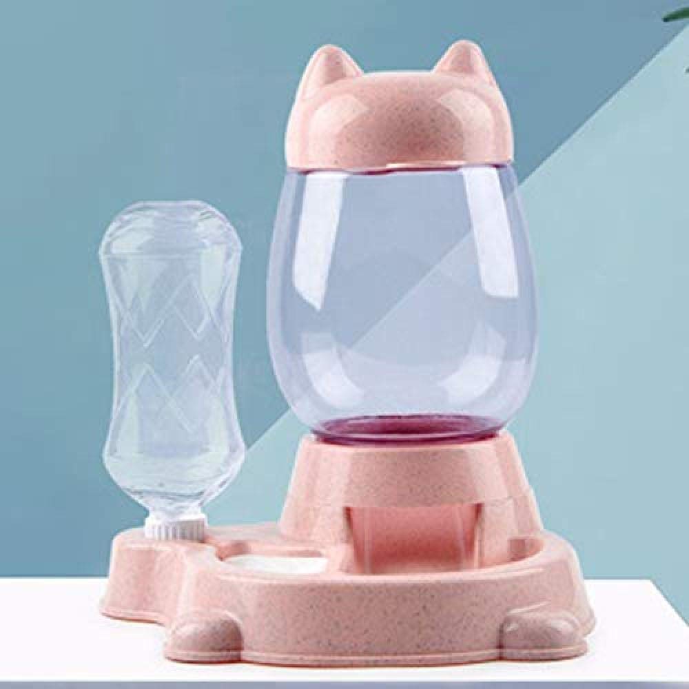 Alimentador automático para Mascotas Dispensador de Comida para Perros para Gatos Dispensador de Agua para tazón de Fuente Suministros para Mascotas (Color: Rosa)-Rosado