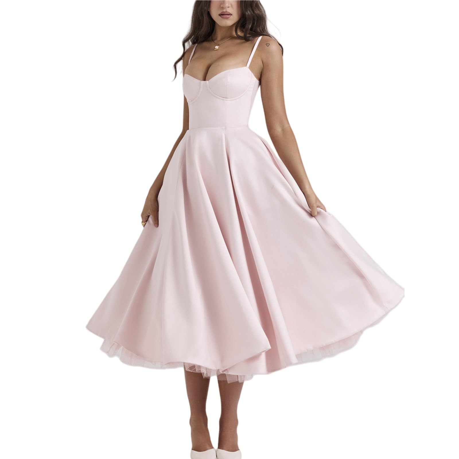 CFHFKPWMQ Pink,S, Women's Prom Dresses A-Line Evening Party Gowns for Women Backless Dress Wedding Party Long Dresses