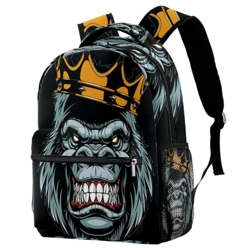 Sac à dos singes avec couronne au design multicolore unique de 29.4x20x40cm pour filles