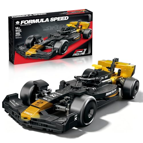 Image of F1 Race Car Building Set, Formula 1 Racing Car Model Kit, Advanced Tech Building Blocks MOC Supercar Construction Toy, Ideal Collectible Display Gift for Adults & Teens (Black Gold)