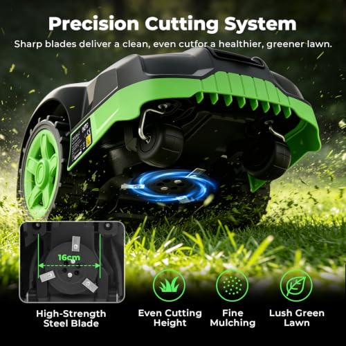 Image of Robot Lawn Mower, for 0.12 Acres,Wire-Free Robotic Lawnmower,with Border Lines,AI Obstacle Avoidance, App Control, 58dB Quiet, Multi-Zone Management