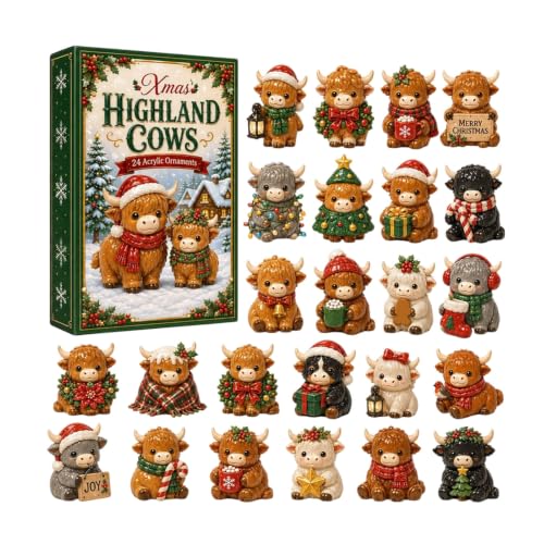Calendrier de l'Avent 2026 Highland Cow avec 24 mini figurines