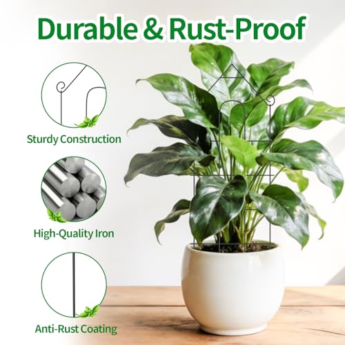 DOLEMODUO 24" Plant Trellis, 6 Pack Metal Garden Trellis for Potted Plants Indoor/Outdoor, Rust-Proof Sturdy Steel Trellis for Climbing Plants, Monstera, Tomatoes, Cucumbers — view 2