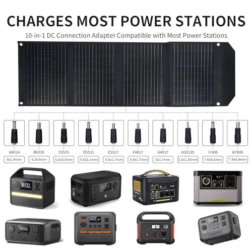 60W Portable Solar Panel,60 Watt Foldable Solar Panels Chargers with QC3.0 USB-A USB-C DC5521,IP67 Waterproof Power Emergency for Small Power Station Camping Hiking Outdoor Activities - Image 4