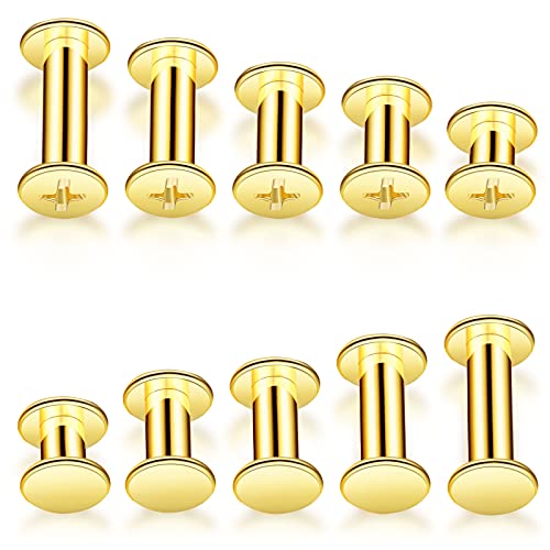 Pangda 80 Set Chicago Binding Post Screw Assorted Kit Metal Round Cross Head Stud Screw Post Nail Rivet Chicago Button For Diy Leather Decoration Bookbinding (Gold,5 X 6, 10, 12, 15, 18) #TOP6