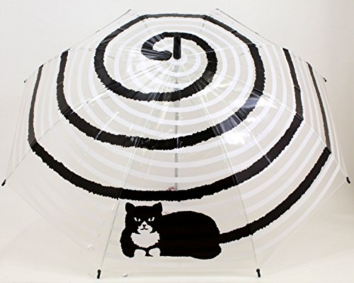 レディース 傘 猫 グッズ 肉球ストッパー うずまき ねこ ホワイト ブラック ビニ傘 ビニール傘 グラスファイバー骨使用 女性 傘 婦人 60cm ジャンプ傘 gnocco ニョッコ