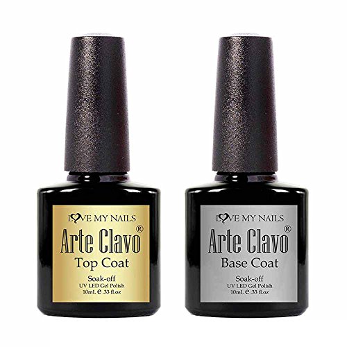 Arte Clavo Soak Off UV Gel Nail Polish Set of Foundation Base Coat and Top Coat Nail Art Manicure Kit 10ml