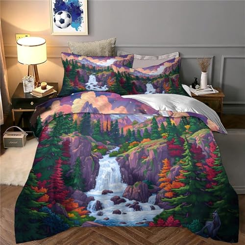 Housse de couette cascade 3d 135x200 parure lit microfibre pour ado