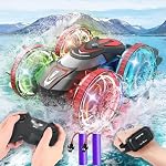 Amphibious Remote Control Car Boat for Water&Land Play, 4WD Gesture RC Car with LED Lights，Waterproof RC Car for Kids，2.4 Ghz RC Cars, Toy Vehicle for Boys Girls and Adults(red)