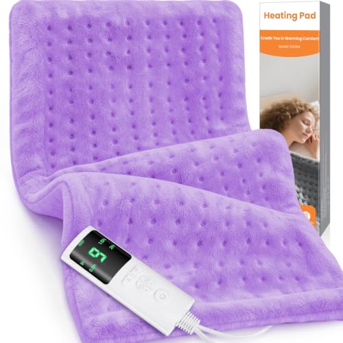 Image of Heating Pad for Back Pain, 17 inchx33 inch Electric Heat Pad with 9 Heat Levels & 4 Auto-Off Timers, Portable Heating Pad for Period Cramps, Shoulder, Neck, Machine Washable, Gifts for Women Men, Purple