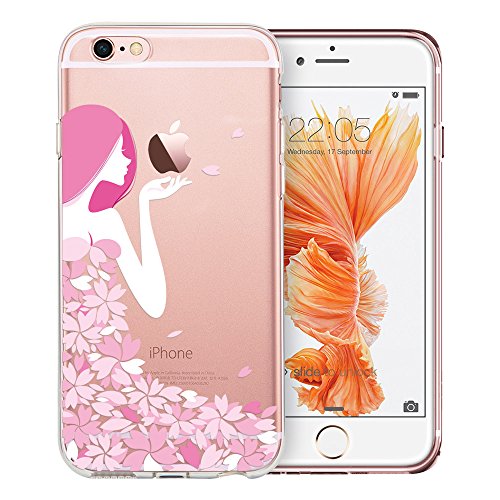 iPhone 6 Case, iPhone 6 Case Clear with Cartoon Pattern, ESR iPhone 6 / 6S Protective Case Soft Flexible TPU Back Cover Bumper Ultra Thin Case for 4.7 inches iPhone 6 iPhone 6s (Pink Floral Girl)