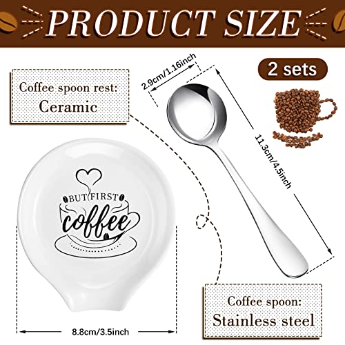 Gandeer 4 Pieces Coffee Spoon Rest And Spoon Funny Coffee Quote Ceramic Coffee Spoon Holder Rests For Coffee Station Decor Stove Top Countertop Kitchen Accessories Nice Present For Coffee Lovers #TOP1