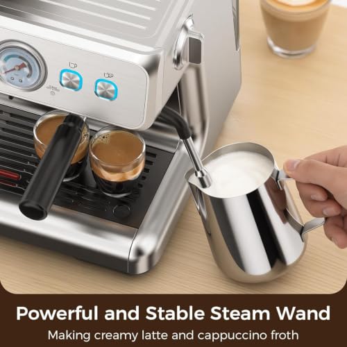 Image of Electactic Espresso Machine with Grinder, 20 Bar Expresso Coffee Machines