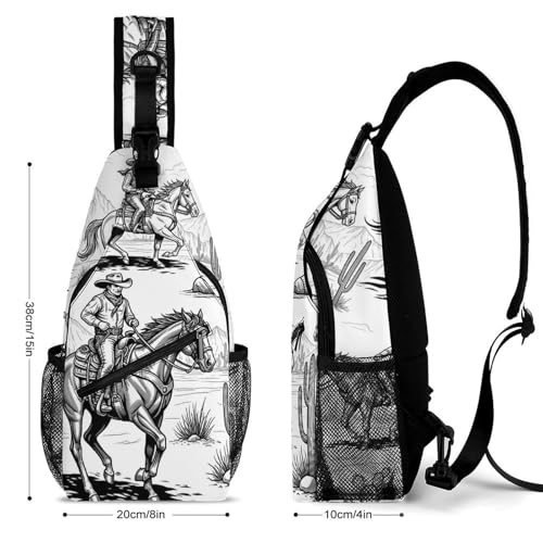 Fashion Dress Decor Sling Backpack Shoulder Bag, Day Pack, Chest Shoulder Bag For Travel Shopping Western Horse2