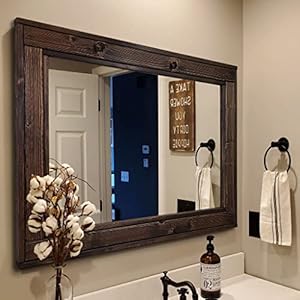 Herringbone Reclaimed Wood Framed Mirror Available in 5 Sizes and 20 Stain colors Shown in Jacobean Rustic Wall Mirror Large Framed Mirror Vanity Mirror Bathroom Mirror