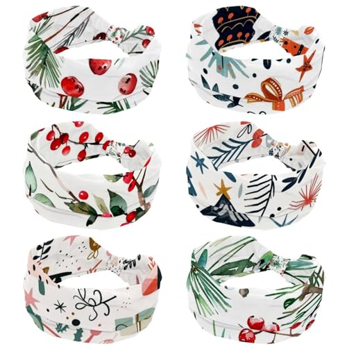 Lot de 6 bandeaux élastiques femme cheveux sport yoga motifs feuilles et guirlandes