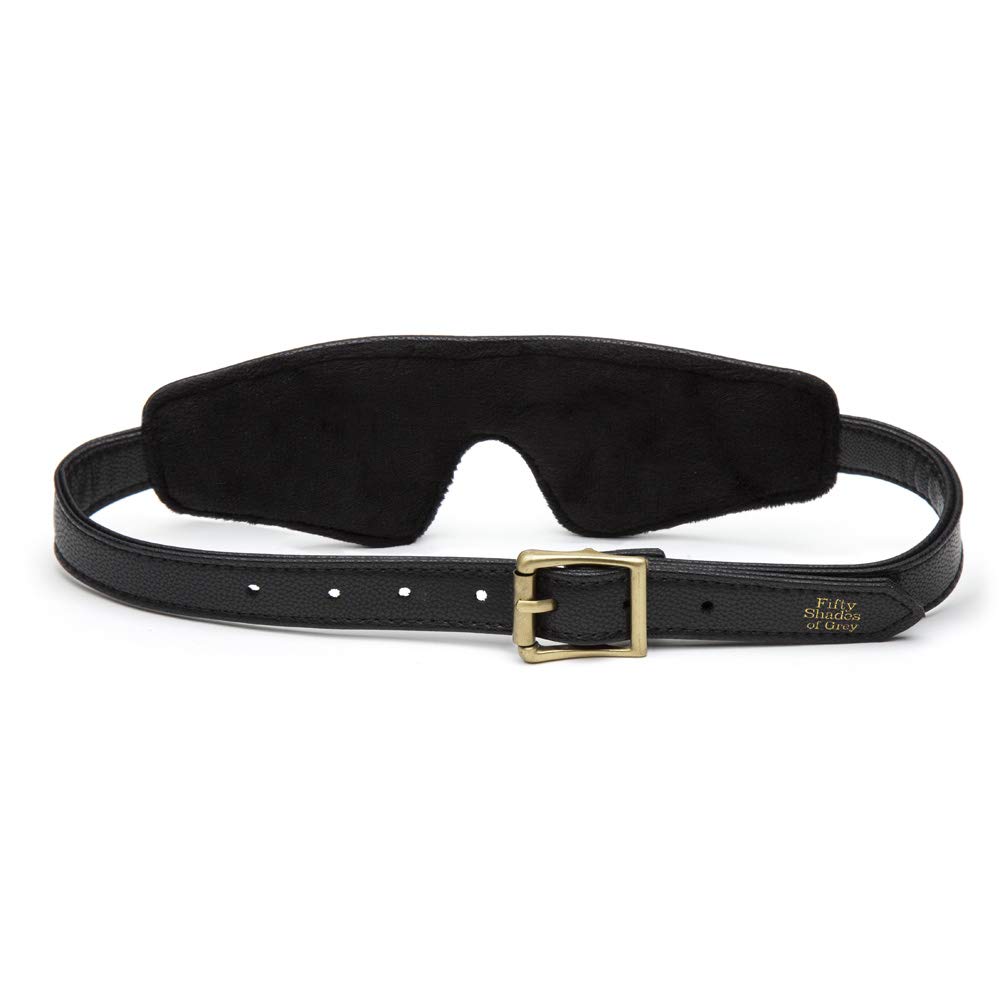 Fifty Shades of Grey Fifty Shades of Grey Bound to You Bandeau Noir avec Boucle Or Antique - Accessoire de bondage en faux cuir végétal - 65 cm
