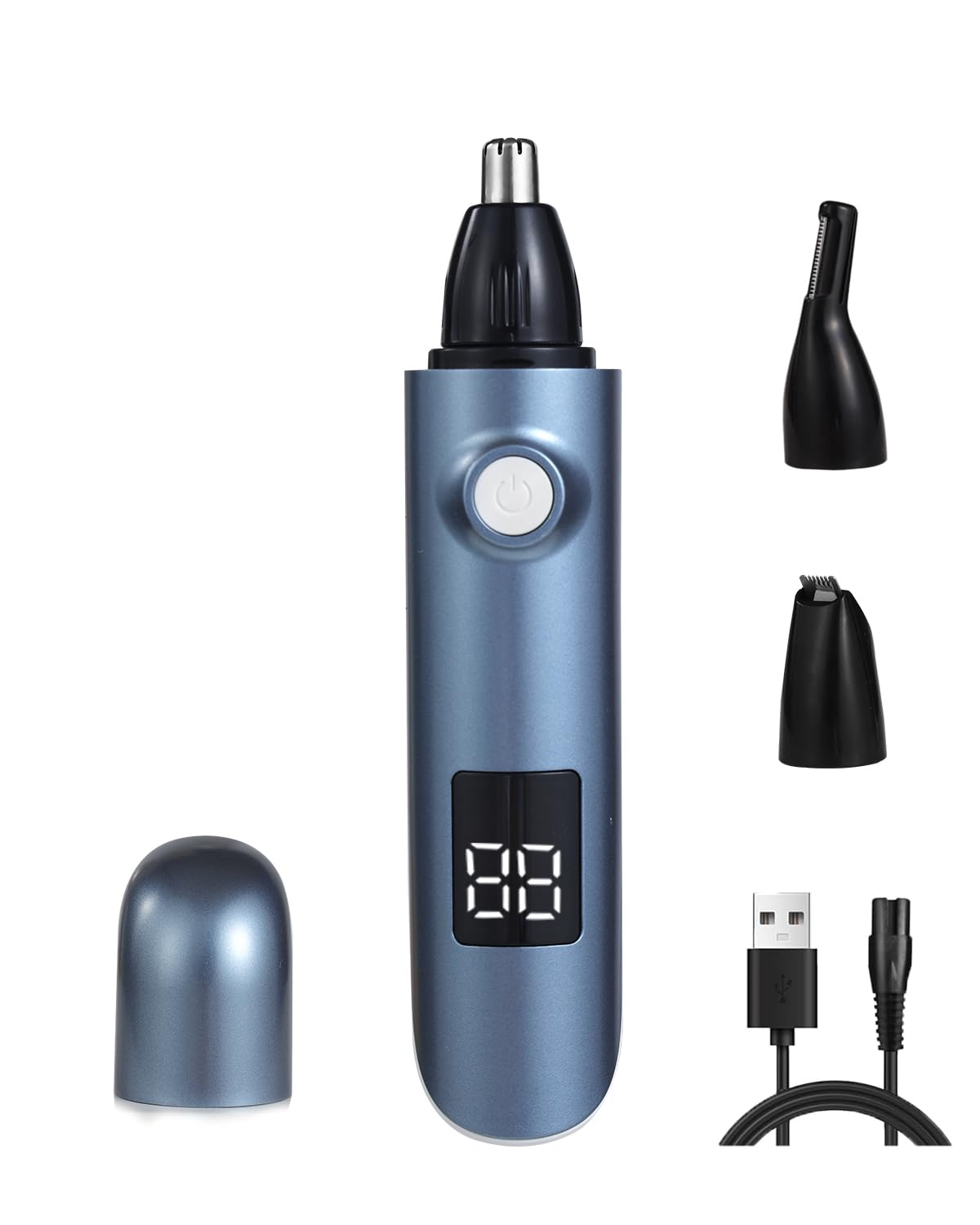 Recortadora de vello de nariz con pantalla LED, recortadora portátil de moda para cejas, facial y nariz para hombres, motor de 13,000 rpm, IPX7 impermeable, recortadora de vello de nariz todo en uno